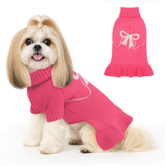 Warm Dog Turtleneck Sweater Rose Pink