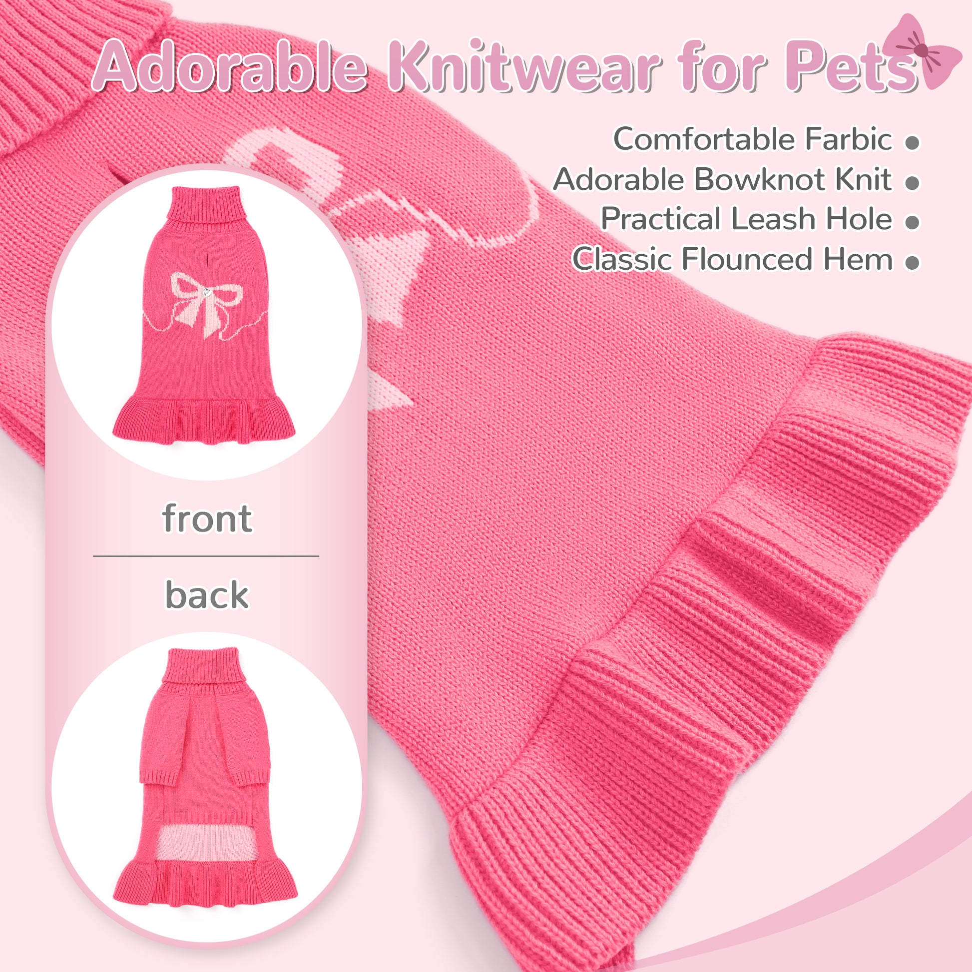 Warm Dog Turtleneck Sweater Rose Pink