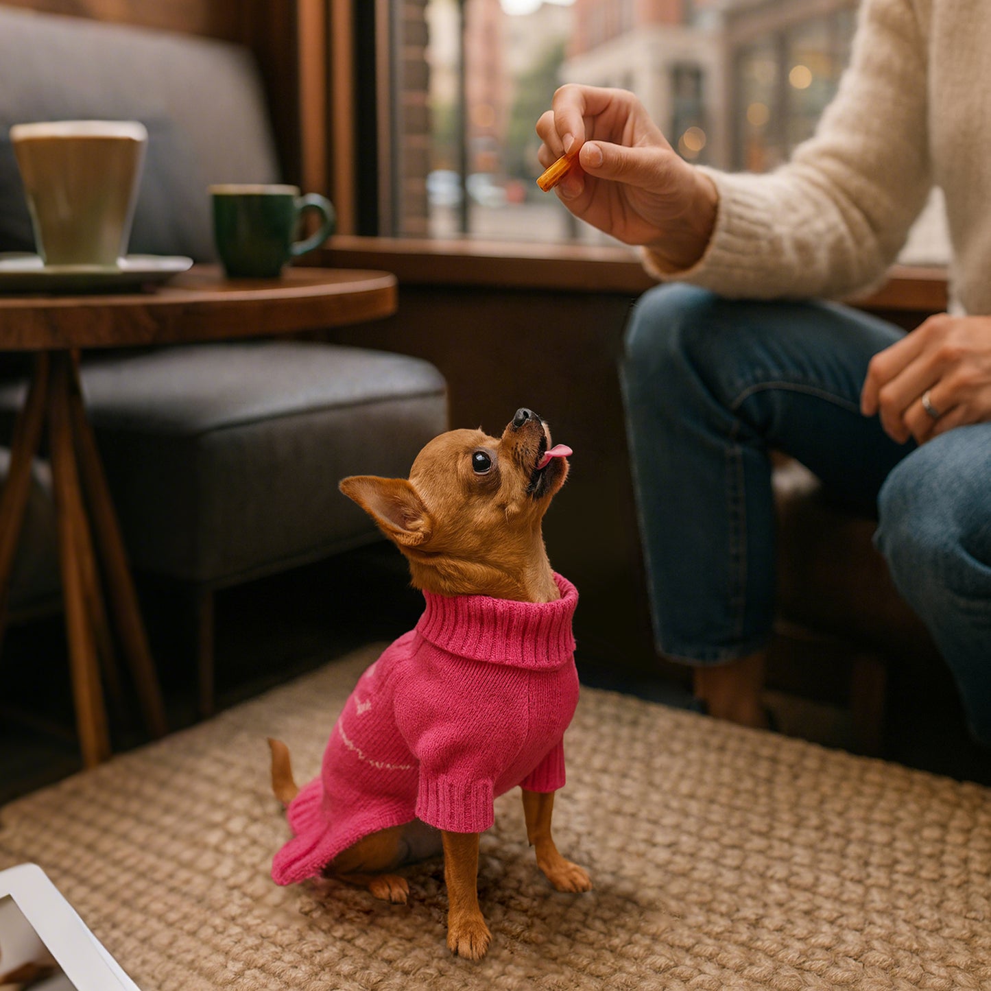Warm Dog Turtleneck Sweater Rose Pink