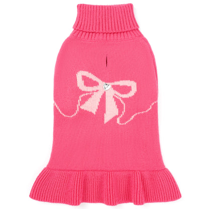 Warm Dog Turtleneck Sweater Rose Pink