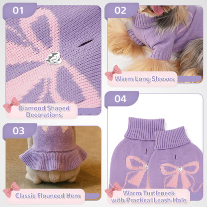 Warm Dog Turtleneck Sweater Rose Purple