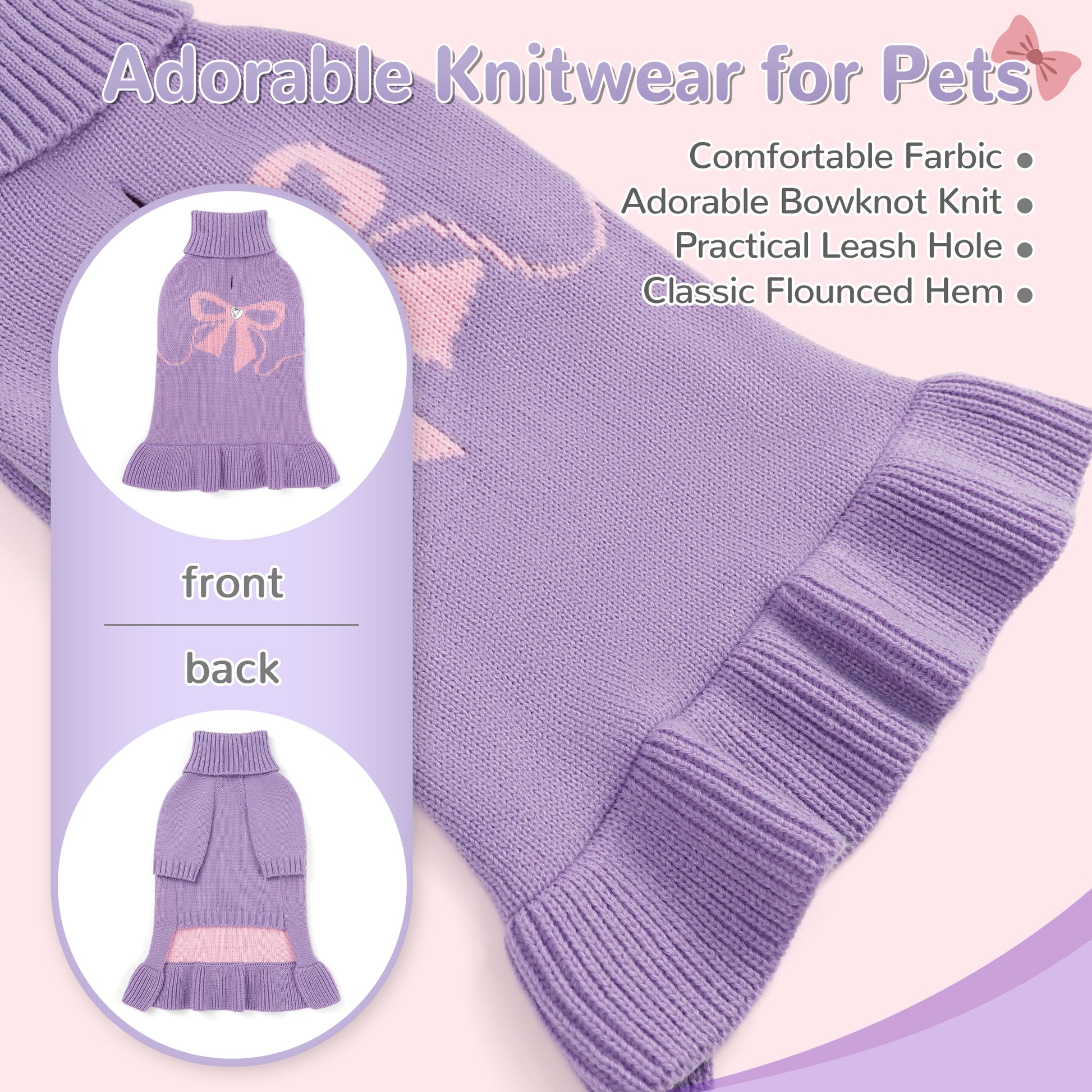 Warm Dog Turtleneck Sweater Rose Purple