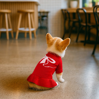 Warm Dog Turtleneck Sweater Rose Red