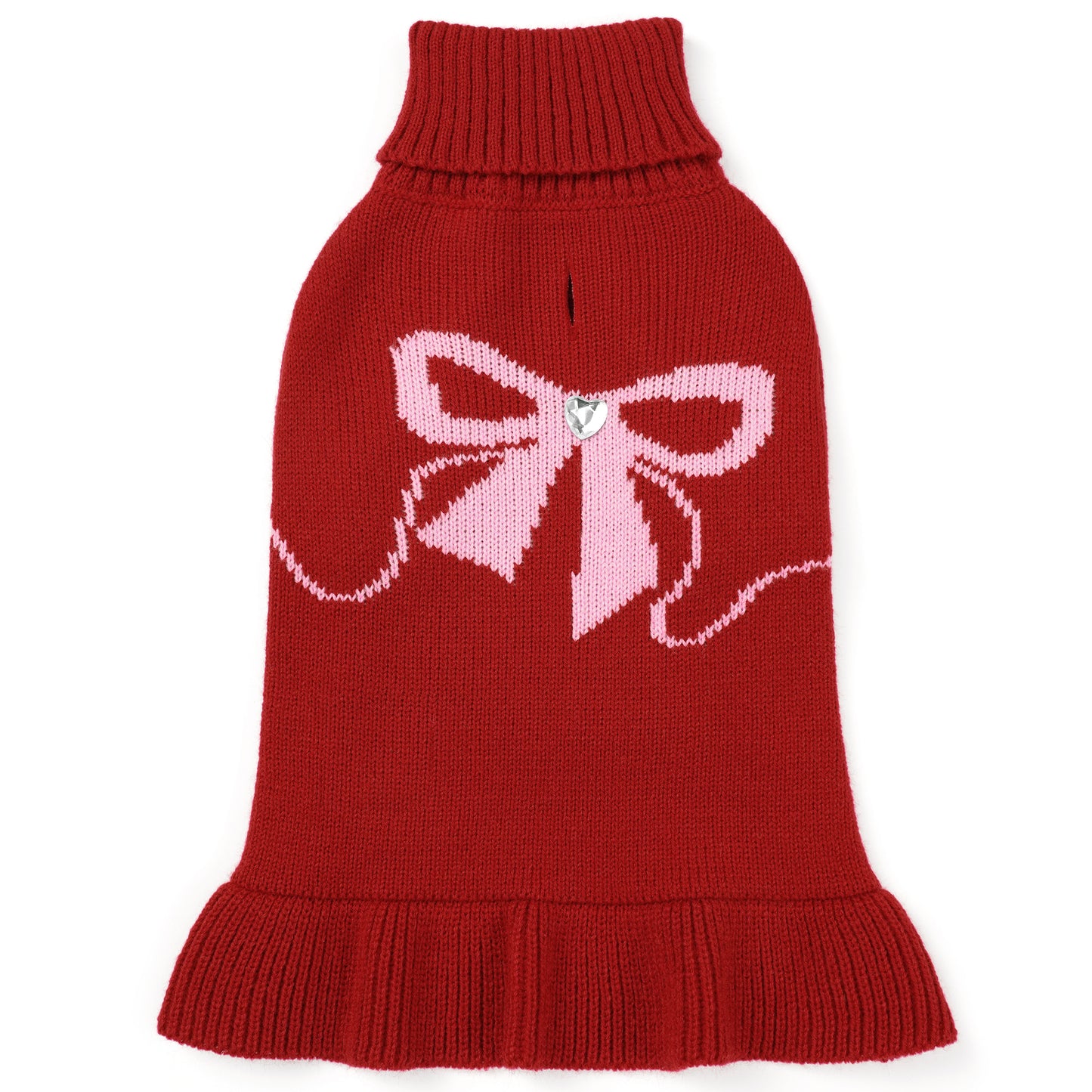 Warm Dog Turtleneck Sweater Rose Red