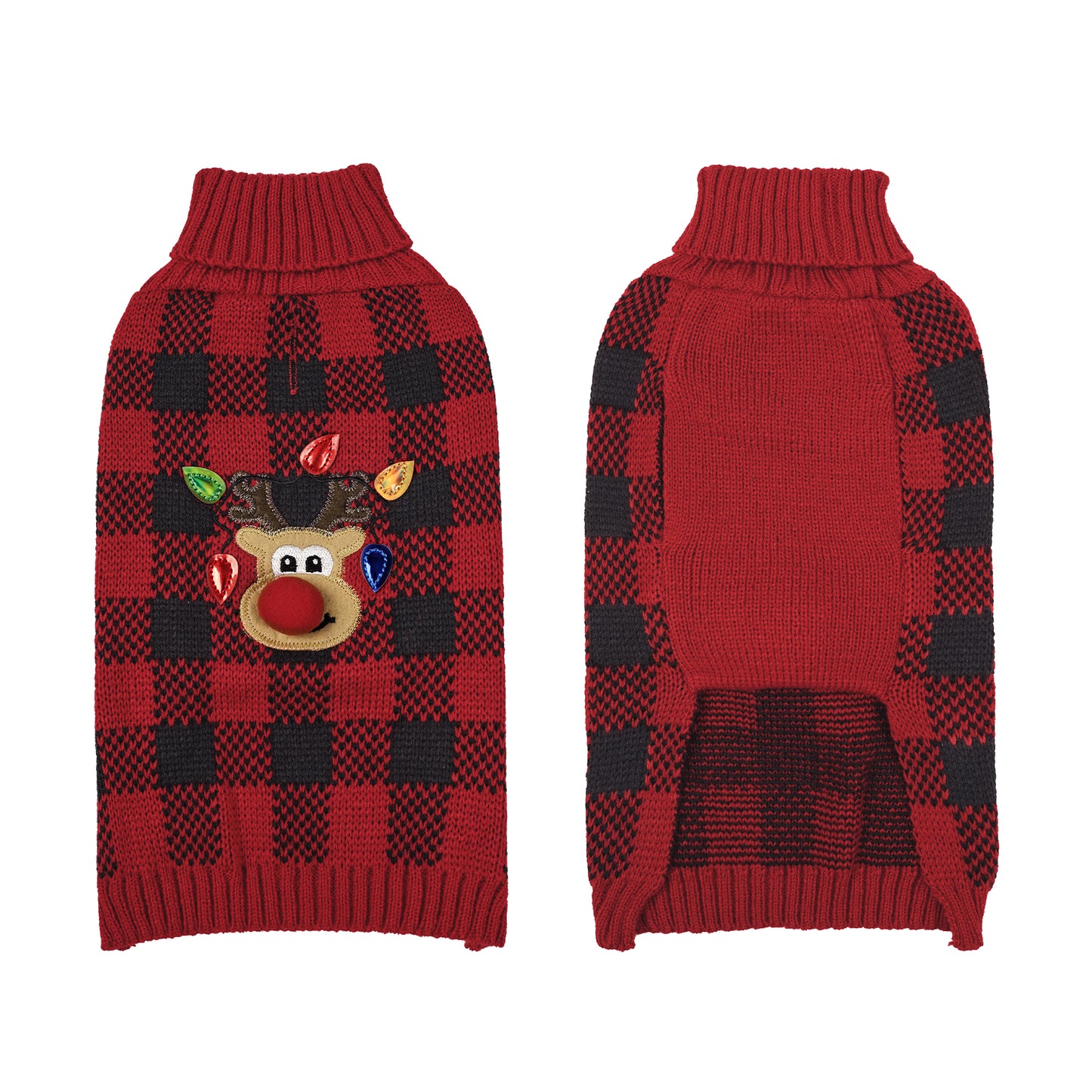 Warm Winter Puppy Clothes with Leash Hole Red_2