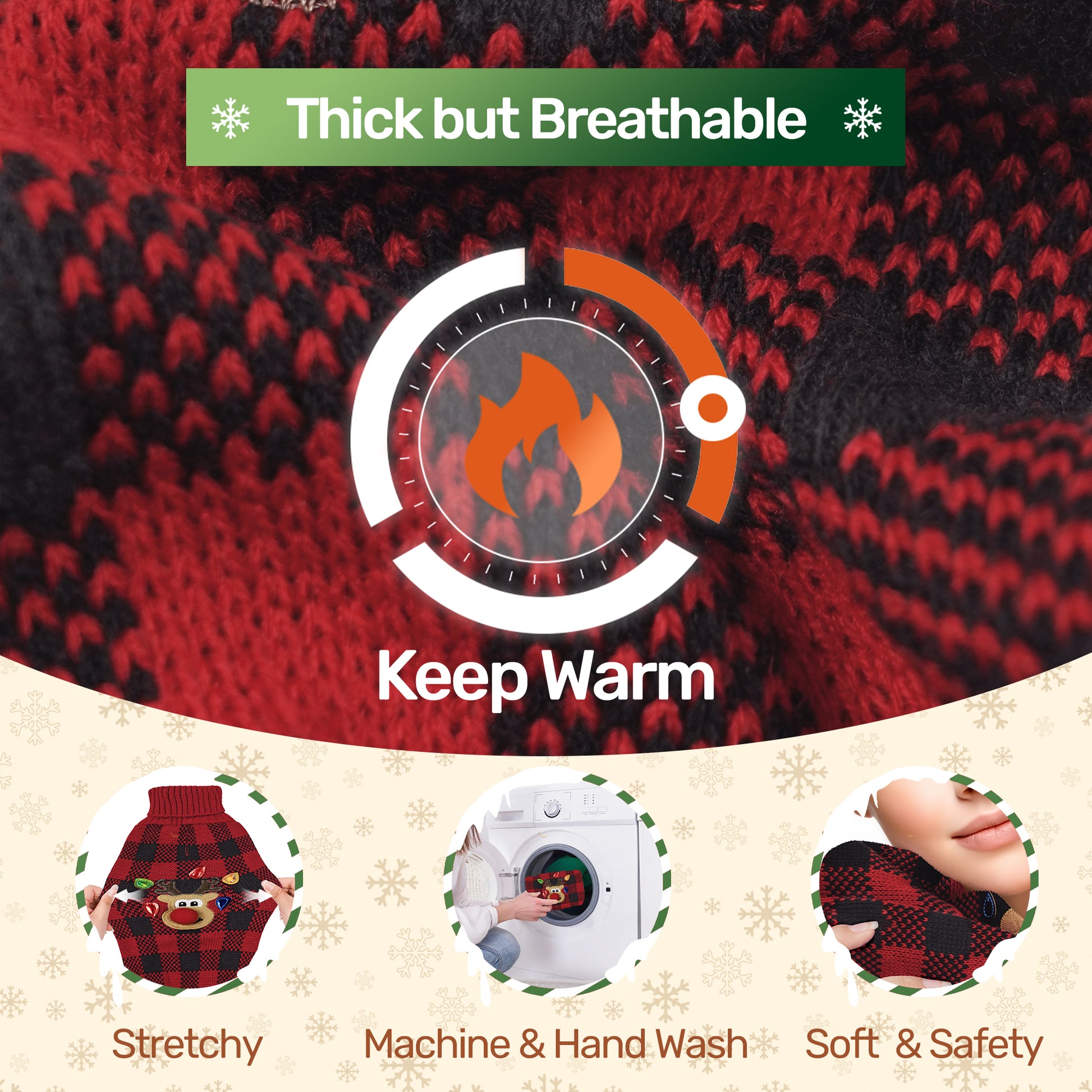 Warm Winter Puppy Clothes with Leash Hole Red_3