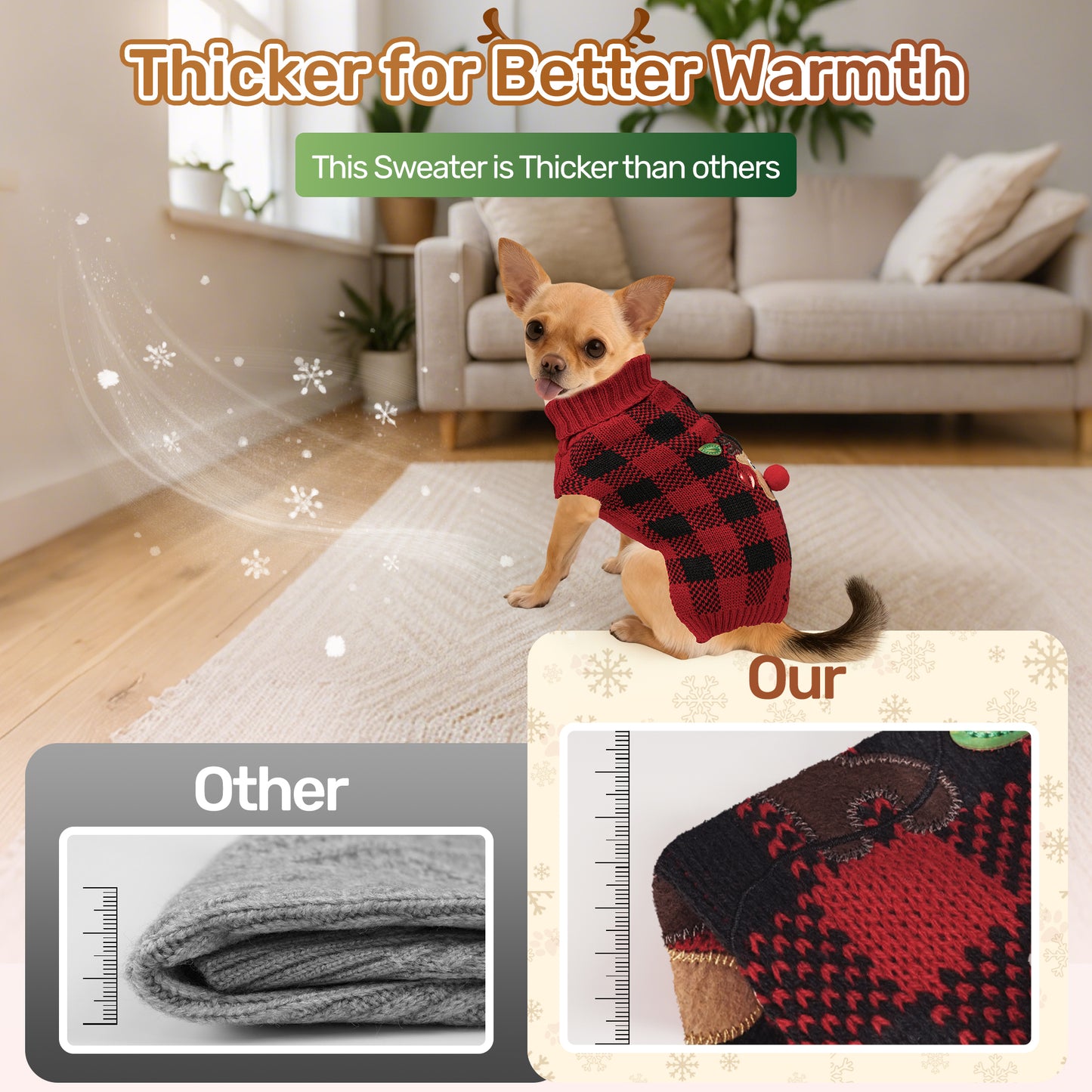 Warm Winter Puppy Clothes with Leash Hole Red_5