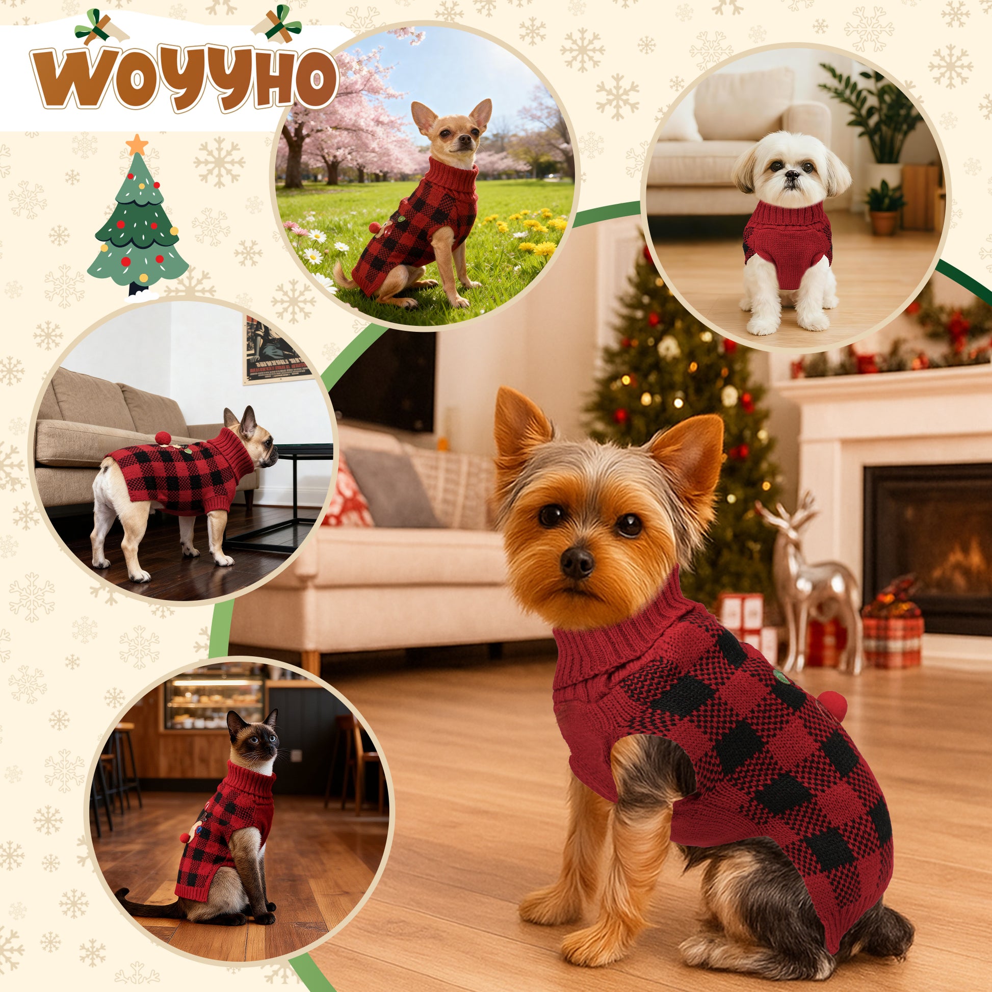 Warm Winter Puppy Clothes with Leash Hole Red_6