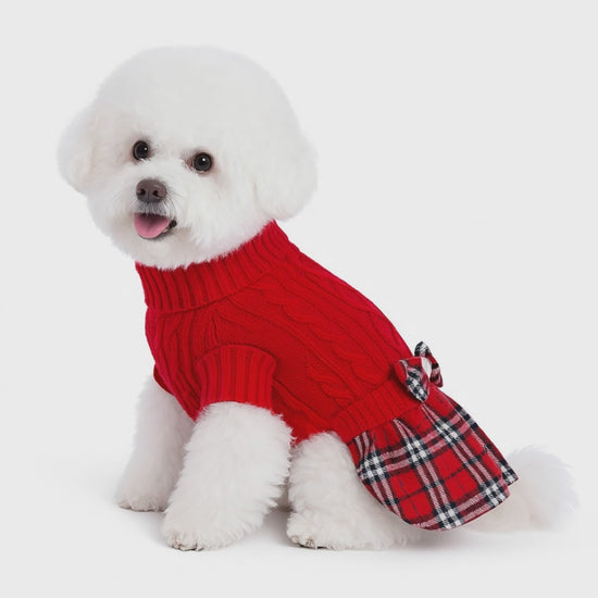 Pet Dog Warm Knit Sweater Red